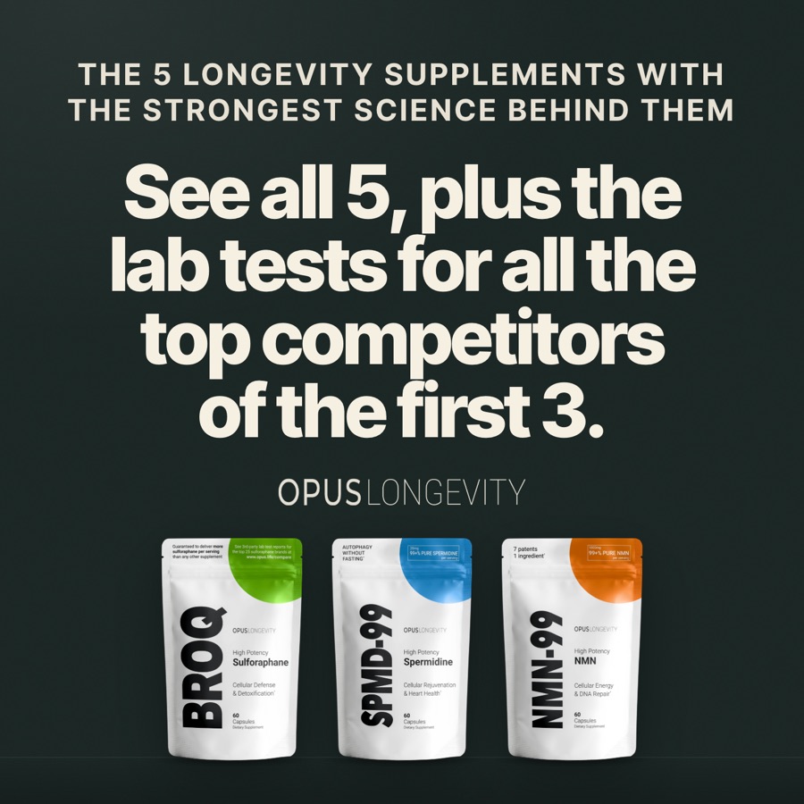 Card 7 of 7: The 5 longevity supplements with the strongest science behind them / See all 5, plus the lab tests for all the top competitors of the first 3.