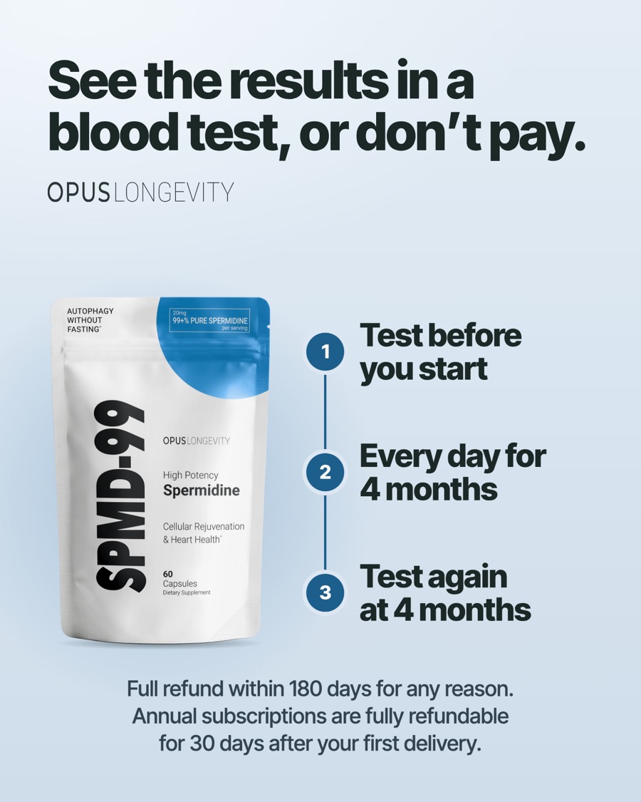 Ad picture: See the results in a blood test, or don’t pay.; Test before you start