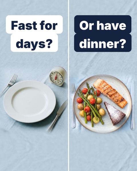 Opening slide of the SPMD-99 video Fast for days, or have dinner?