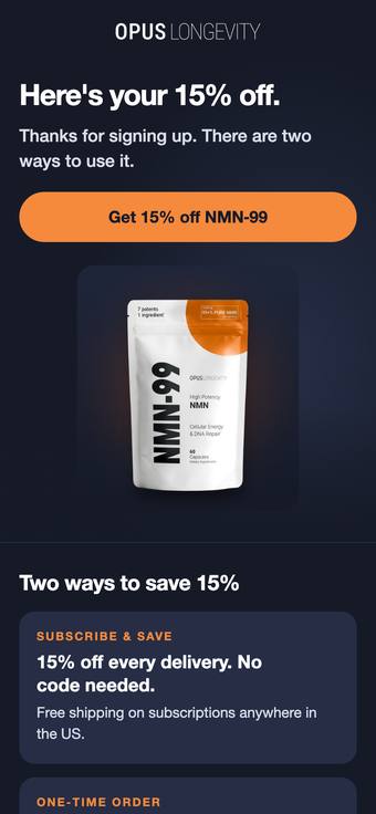 Top of Site email 1, NMN-99 lead on a phone. Tap to see all of it.